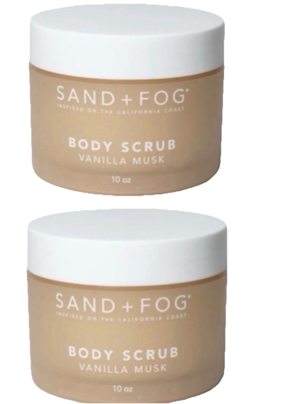 Set of 2! Sand + Fog Body Scrubs VANILLA MUSK 10oz Each Exfoliating Sugar Scrub